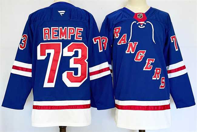 Men%27s New York Rangers #73 Matt Rempe Royal 2024-25 Home With A Patch Stitched Hockey Jersey